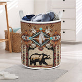 SH251119M07 Bear Native American Quilted Laundry Basket