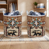 SH251119M07 Bear Native American Quilted Laundry Basket