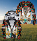 SH251119M08 Wolf Native American 3D Fleece Hoodie