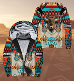 SH251119M10 Bison Native American 3D Fleece Hoodie