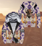 SH251119M11 Bison Native American 3D Fleece Hoodie
