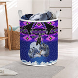 SH251119M13 Wolf Couple Native American Quilted Laundry Basket