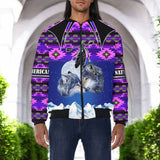 SH251119M13 Wolf Moon Native American Bomber Jacket With Sleeve Pocket