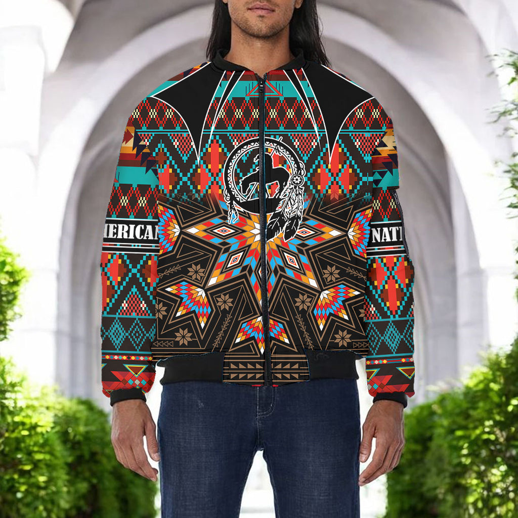 SH251119M15 Trail of Tears Native American Bomber Jacket With Sleeve Pocket