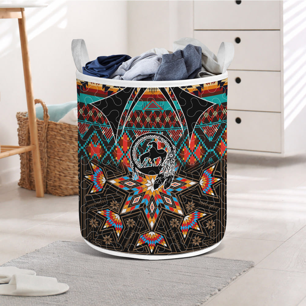SH251119M15 Trail of Tears Native American Quilted Laundry Basket