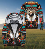 SH251119M16 Bear Native American 3D Fleece Hoodie