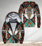 SH251119M17 Wolf Native American 3D Fleece Hoodie