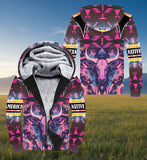 SH251120M02 Bison Native American 3D Fleece Hoodie