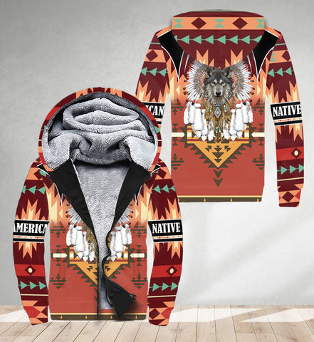 SH251120M06 Wolf Chief Native American 3D Fleece Hoodie