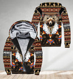 SH251120M07 Bear Chief Native American 3D Fleece Hoodie