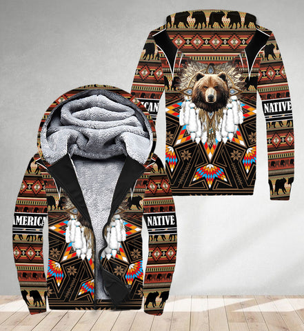 SH251120M07 Bear Chief Native American 3D Fleece Hoodie