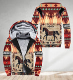 SH251120M10 Horse Native American 3D Fleece Hoodie