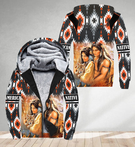 SH251120M12 Family Native American 3D Fleece Hoodie