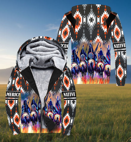 SH251120M14 Chief Native American 3D Fleece Hoodie