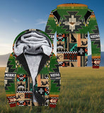 SH251121M02 Wolf Native American 3D Fleece Hoodie