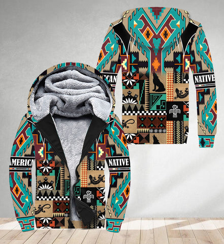 SH251121M03 Wolf Native American 3D Fleece Hoodie