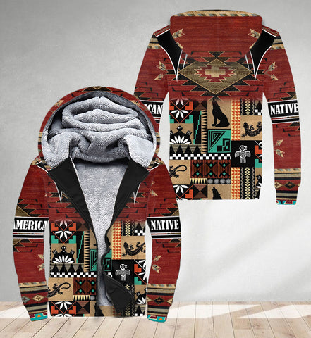 SH251121M04 Wolf Native American 3D Fleece Hoodie