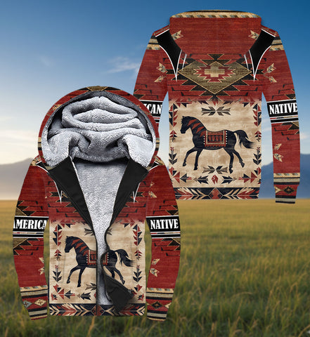 SH251121M05 Horse Native American 3D Fleece Hoodie
