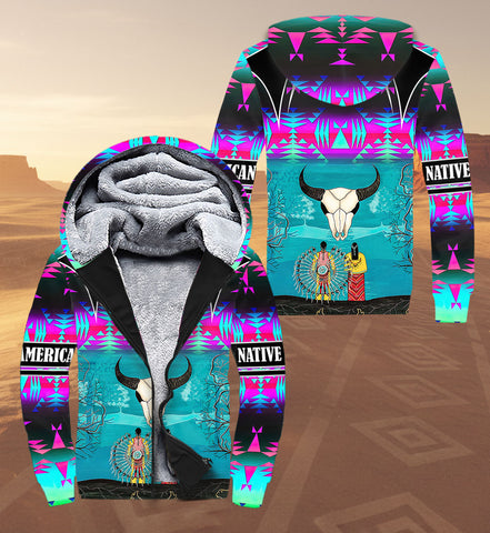 SH251121M09 Bison Native American 3D Fleece Hoodie
