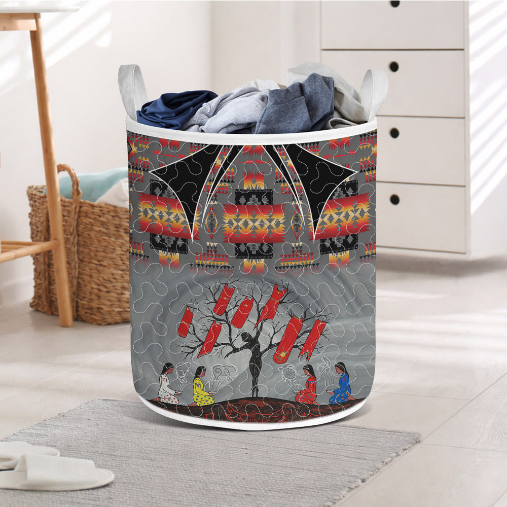 SH251121M11 Native American Quilted Laundry Basket