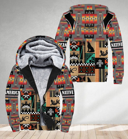 SH251121M13 Wolf Native American 3D Fleece Hoodie