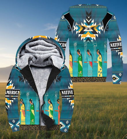 SH251121M14 Animals Soul Native American 3D Fleece Hoodie