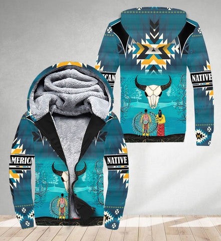 SH251121M15 Bison Native American 3D Fleece Hoodie