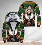 SH251121M16 Bear Native American 3D Fleece Hoodie