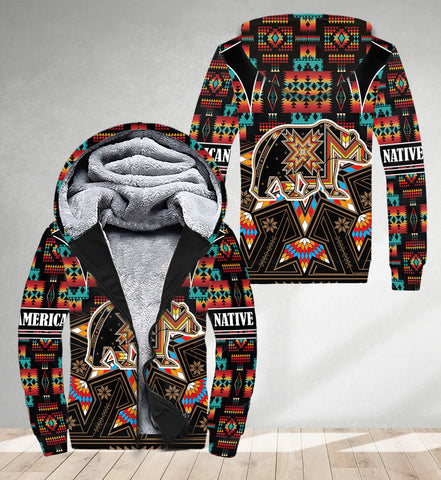 SH251124M05 Bear Native American 3D Fleece Hoodie