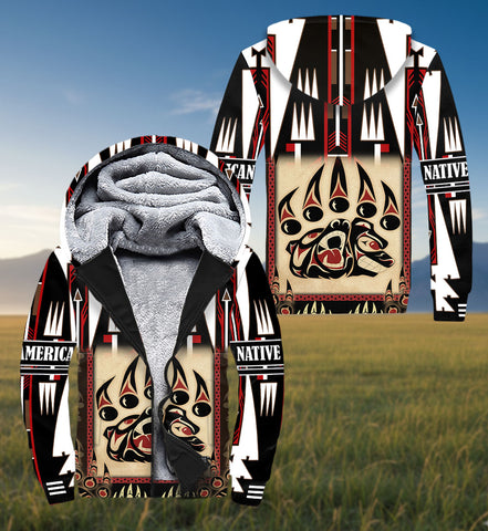SH251124M10 Bear Native American 3D Fleece Hoodie