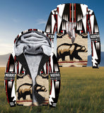 SH251124M11 Bear Native American 3D Fleece Hoodie