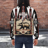 SH251124M11 Bear Native American Bomber Jacket With Sleeve Pocket