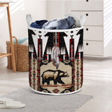 SH251124M11 Bear Native American Quilted Laundry Basket