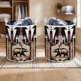 SH251124M11 Bear Native American Quilted Laundry Basket