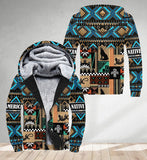 SH251124M12 Wolf Native American 3D Fleece Hoodie