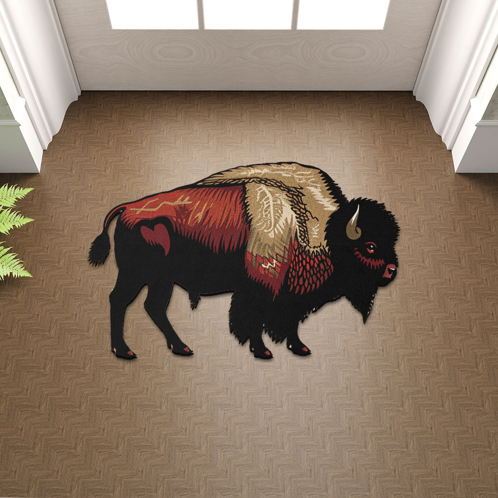 SM250509M08 Bison Native American Shaped Mat