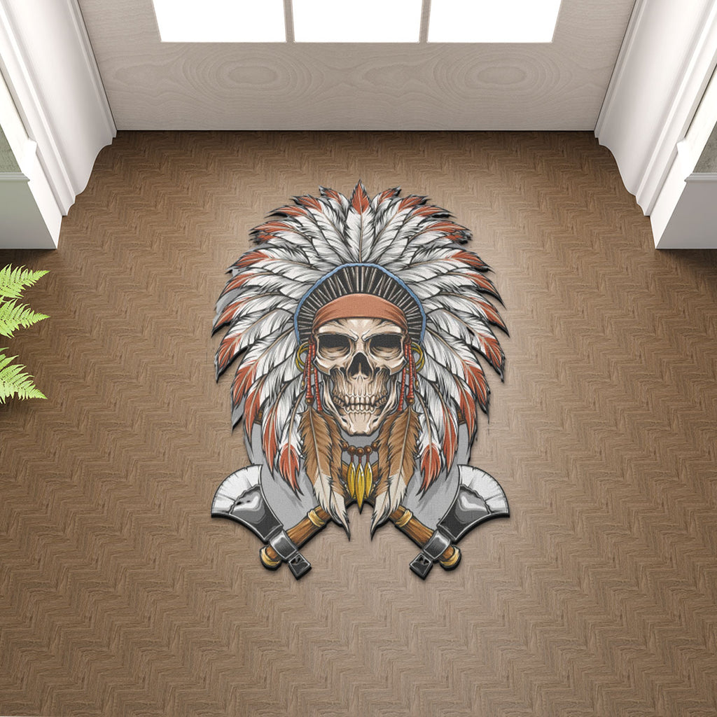 SM250509M09 Chief Skull Native American Shaped Mat