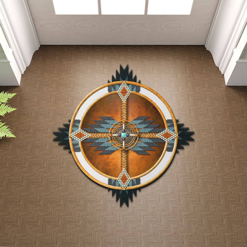SM250509M15 Medicine Wheel Mandala Native American Shaped Mat