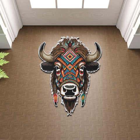 SM250512M02 Bison Native American Shaped Mat