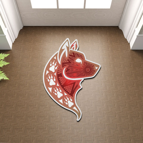 SM250512M03 Wolf Native American Shaped Mat