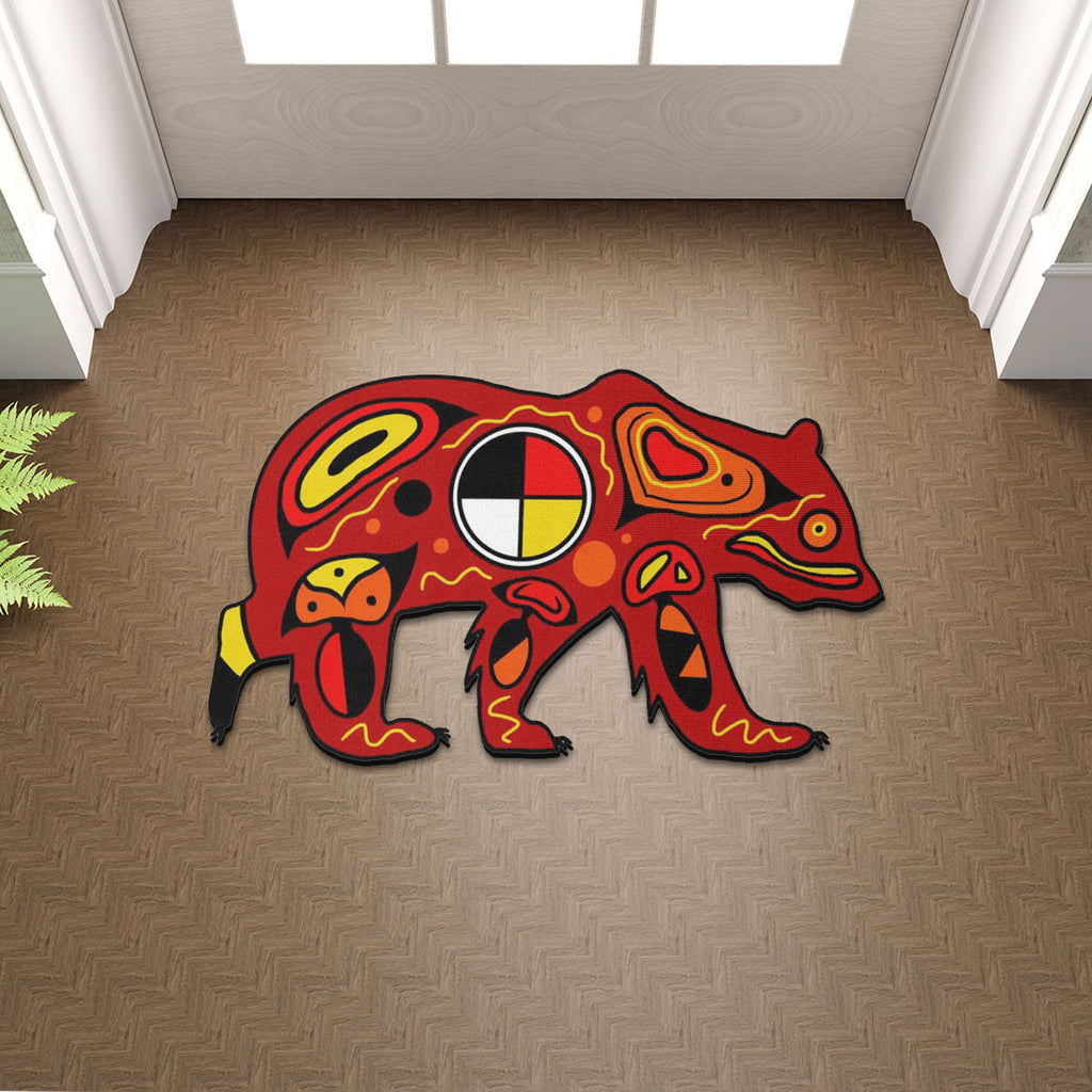 SM250512M05 Medicine Wheel Bear Native American Shaped Mat