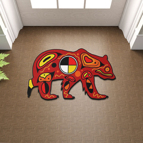 SM250512M05 Medicine Wheel Bear Native American Shaped Mat