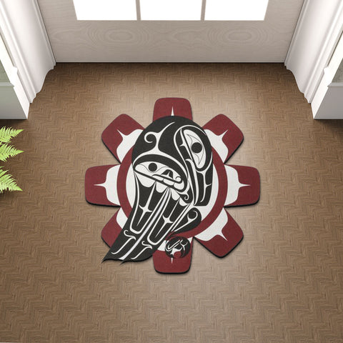 SM250512M11 Northwest Coast Raven and Sun Native American Shaped Mat