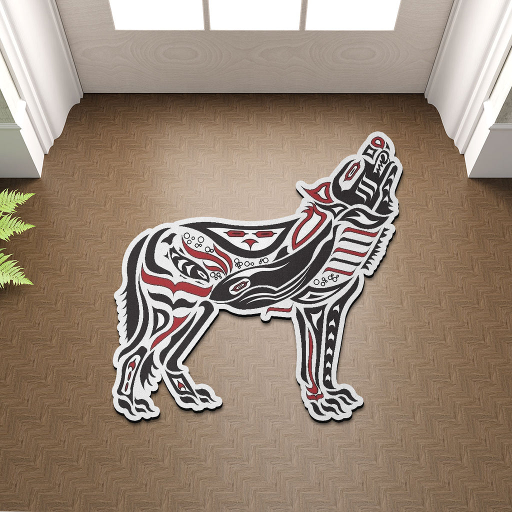 SM250512M12 Wolf Howl Native American Shaped Mat