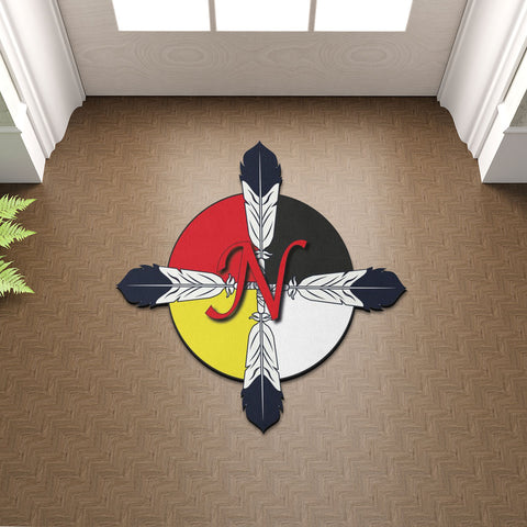 SM250512M13 Medicine Wheel Feather Native American Shaped Mat