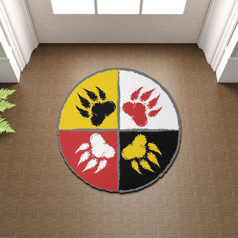 SM250512M16 Medicine Wheel Bear Paw Native American Shaped Mat