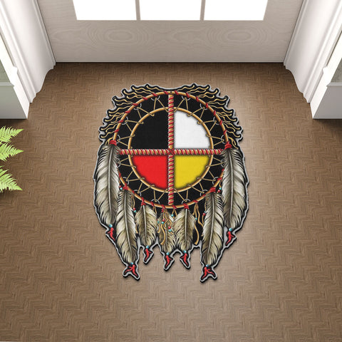 SM250512M17 Medicine Wheel Dreamcatcher Native American Shaped Mat