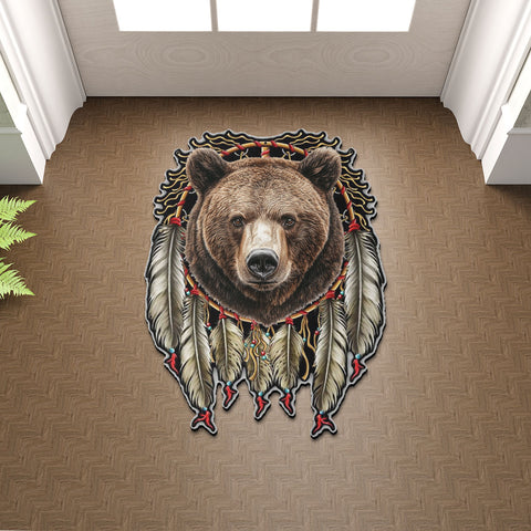 SM250512M19 Medicine Wheel Bear Native American Shaped Mat