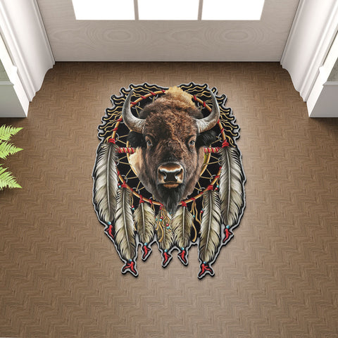 SM250512M21 Medicine Wheel Bison Native American Shaped Mat
