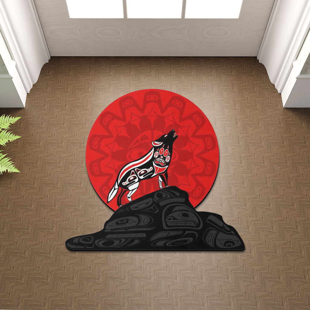 SM250512M22 Wolf Howl Native American Shaped Mat